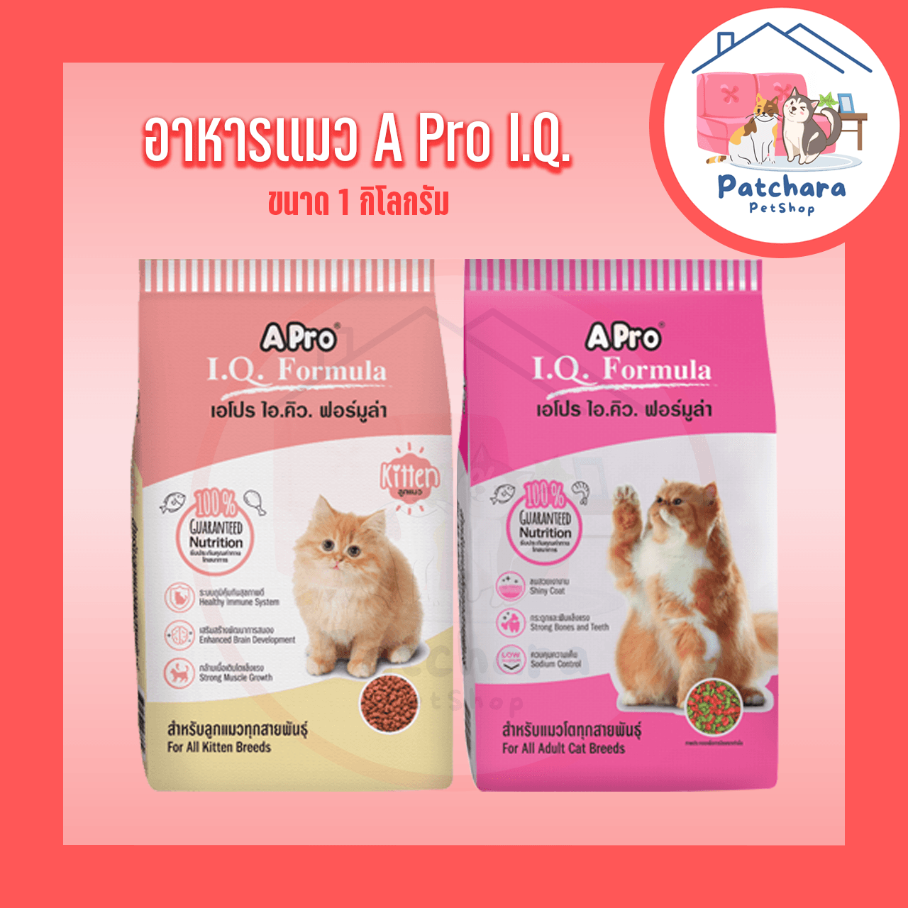 A Pro IQ อาหารแมว เอโปร ไอคิว ขนาด 1 กิโลกรัม